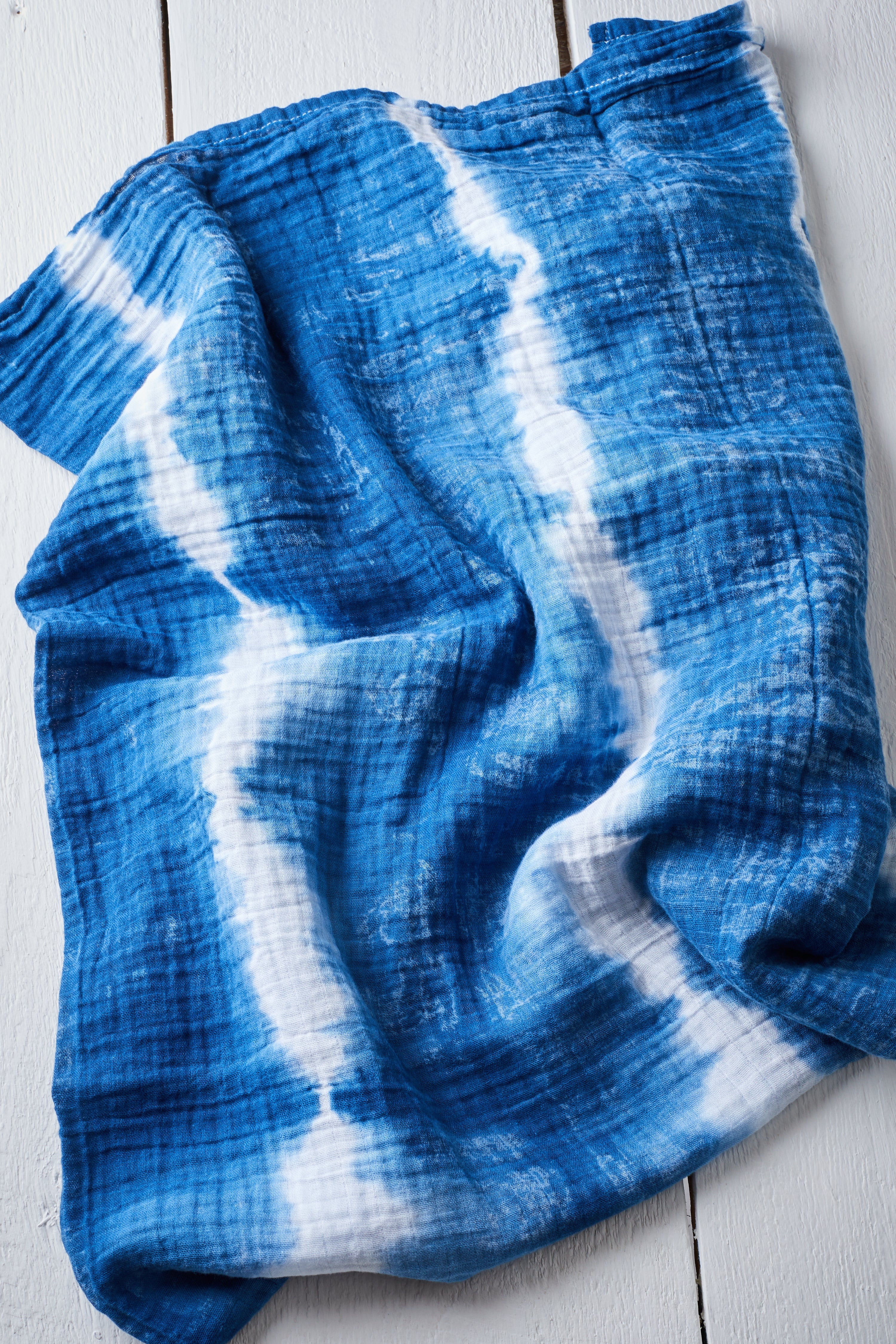 SHIBORI BLUE BABY BLANKET STRIPE