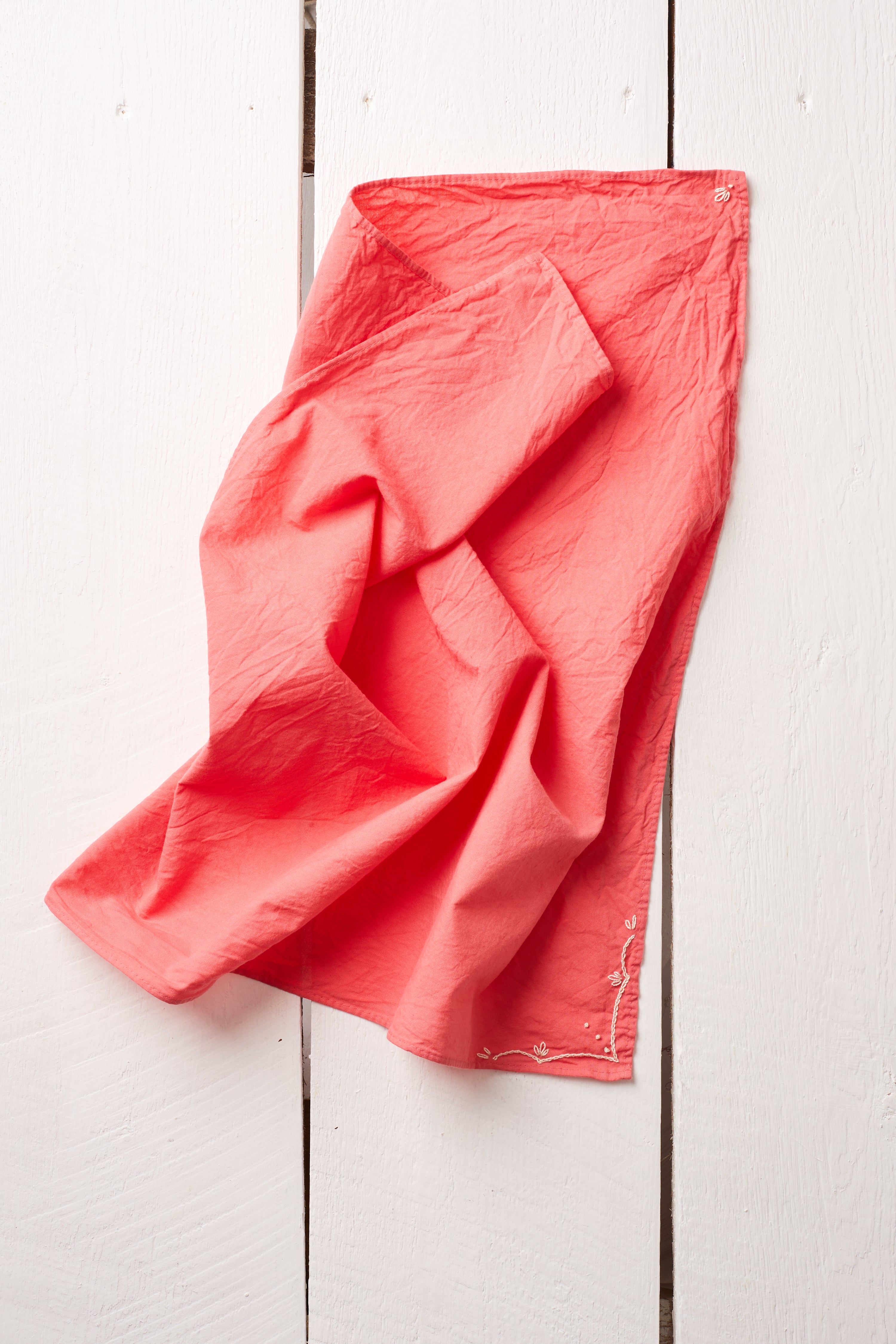 HAND EMBROIDERED RED HAND DYED RODEO BANDANA