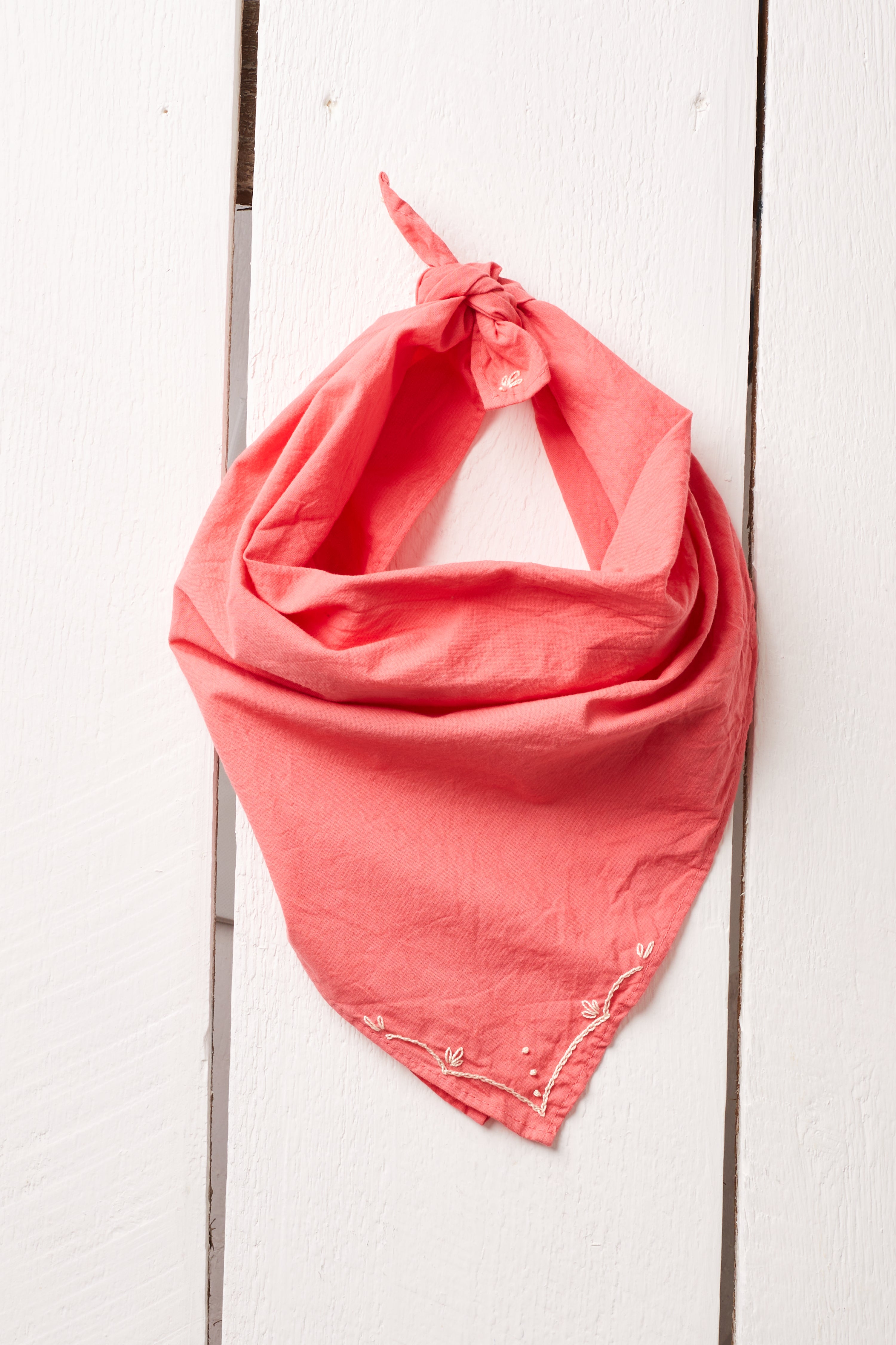HAND EMBROIDERED RED HAND DYED RODEO BANDANA