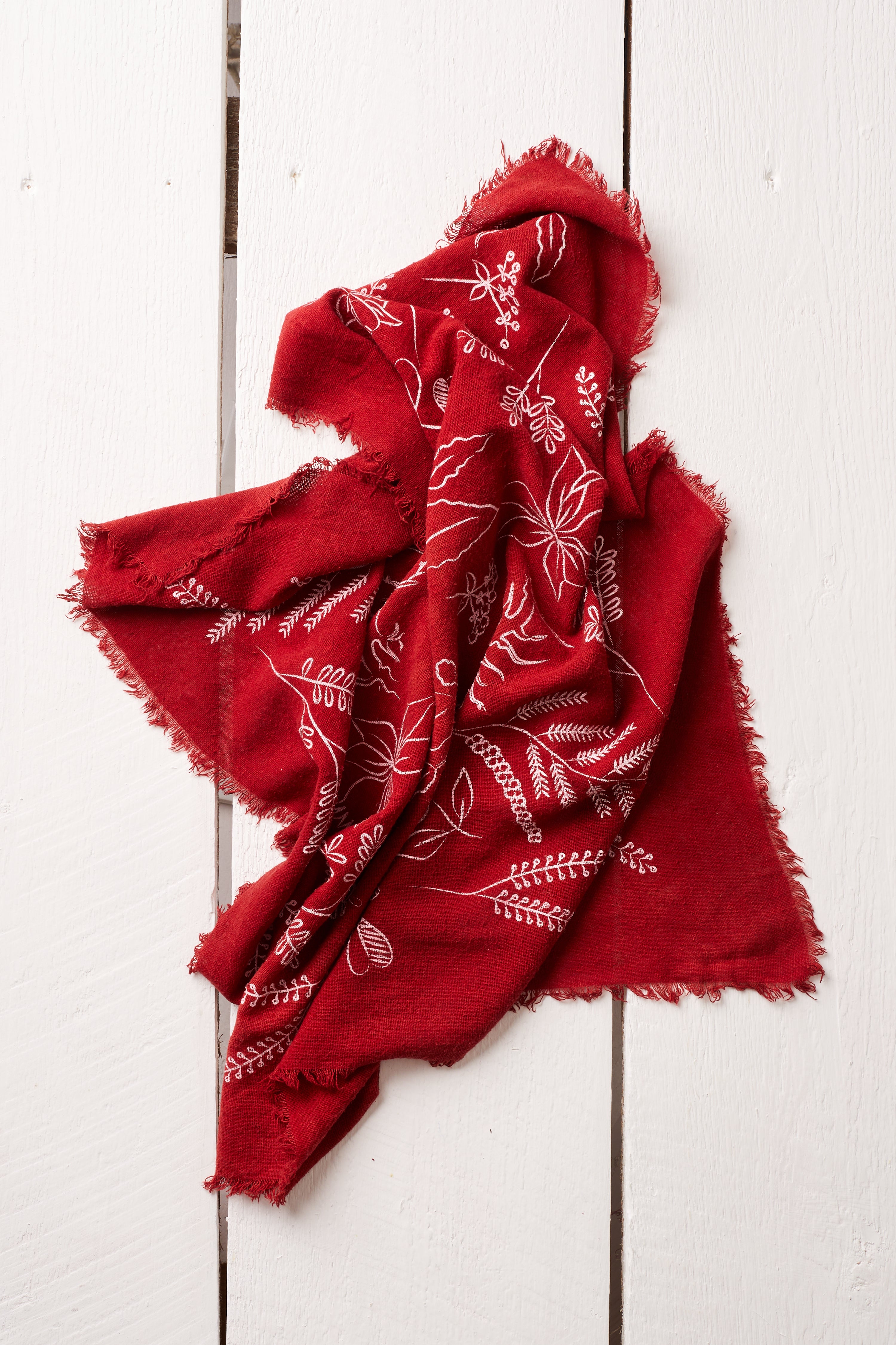 NATURALLY POPPY RED DYED BOTANICAL  BANDANA