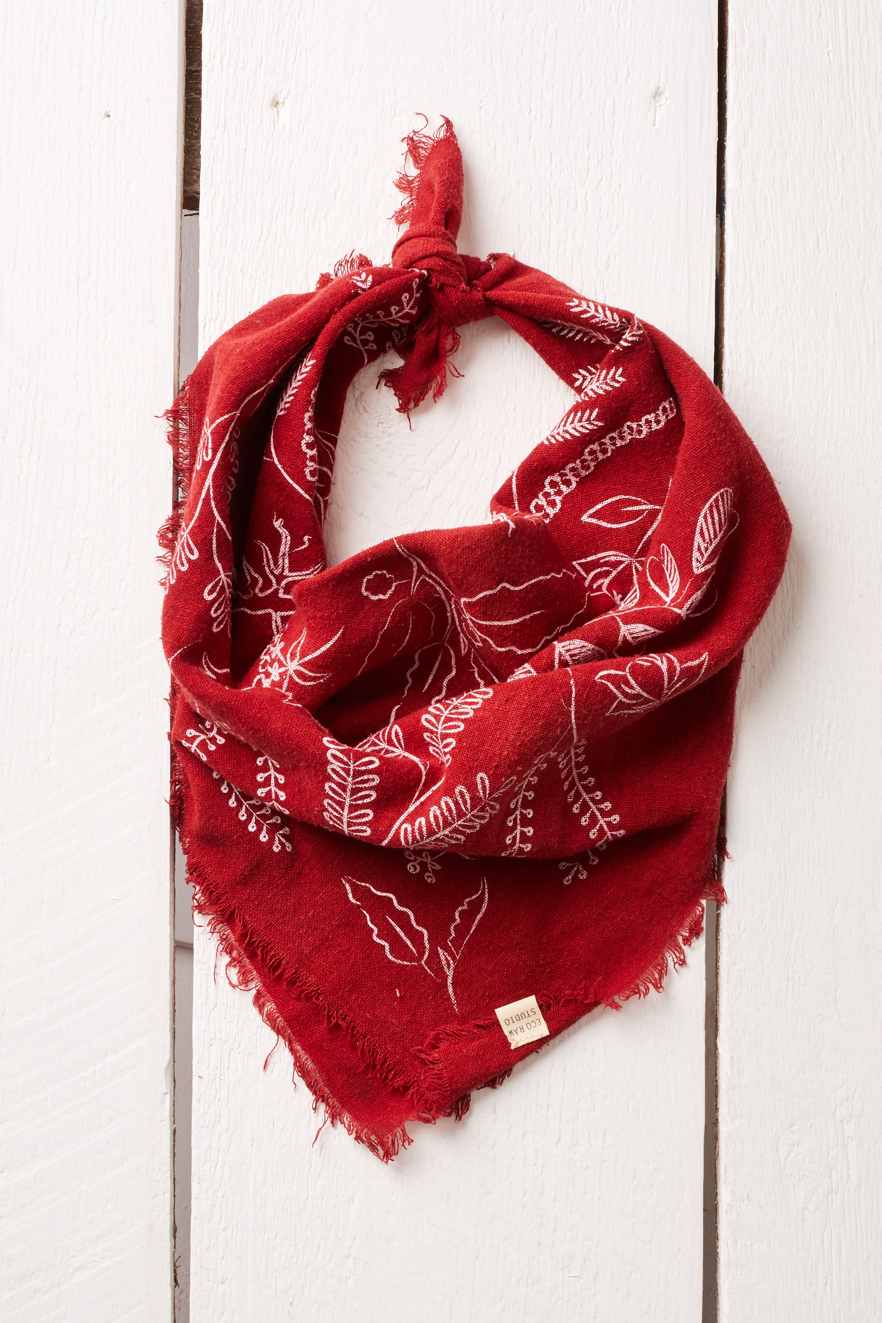 NATURALLY POPPY RED DYED BOTANICAL  BANDANA