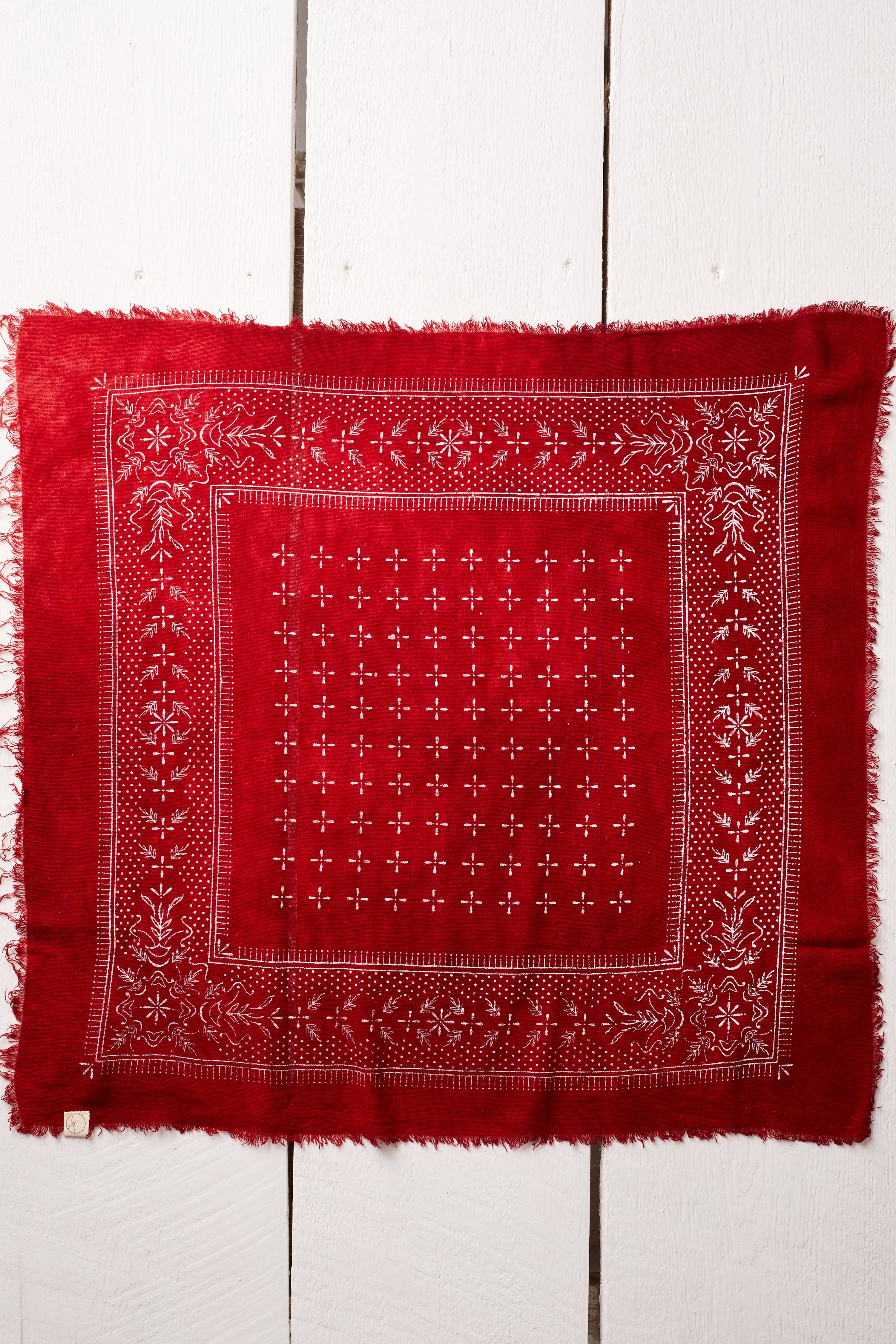 NATURALLY POPPY RED DYED BANDANA
