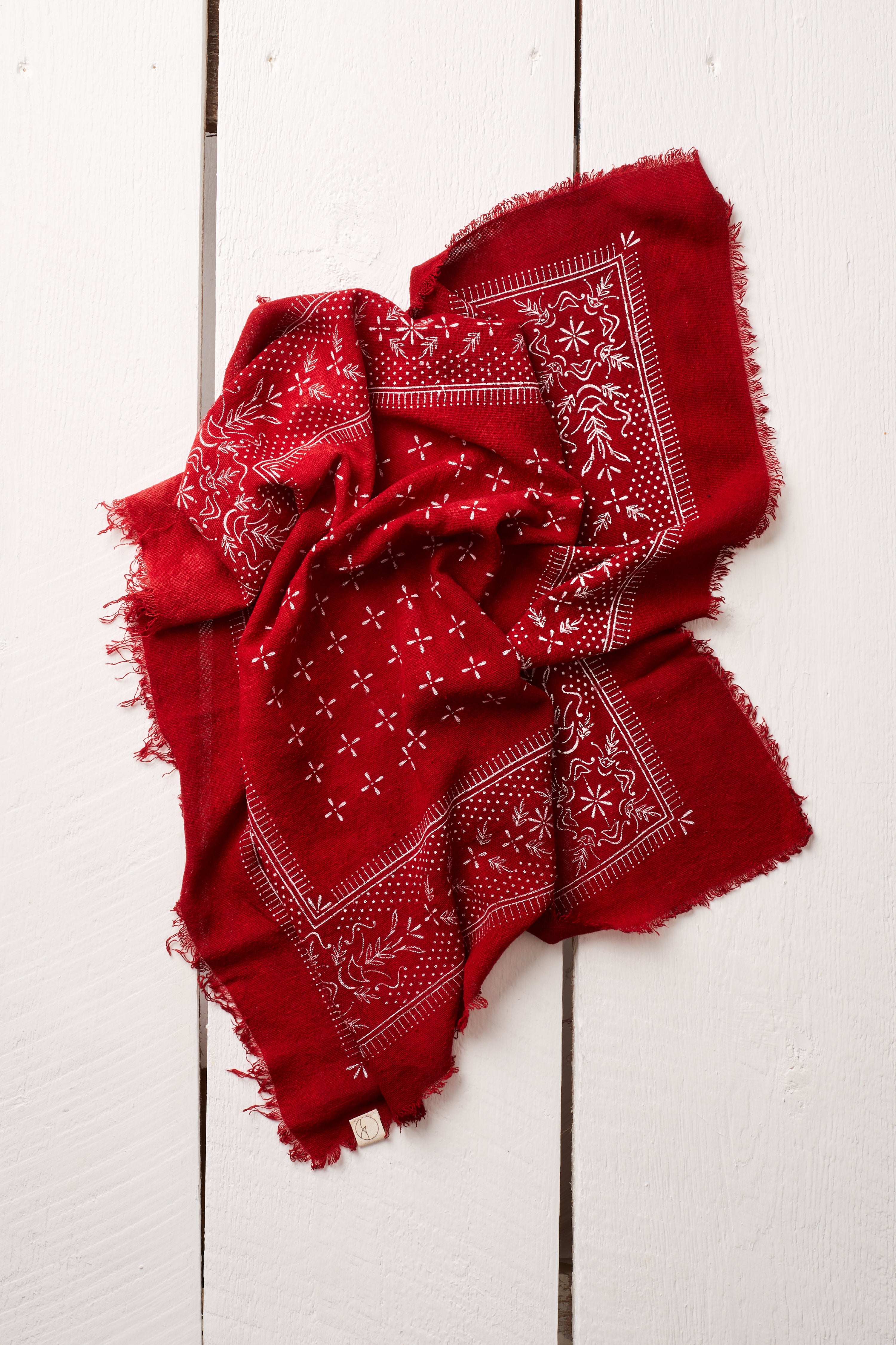 NATURALLY POPPY RED DYED BANDANA
