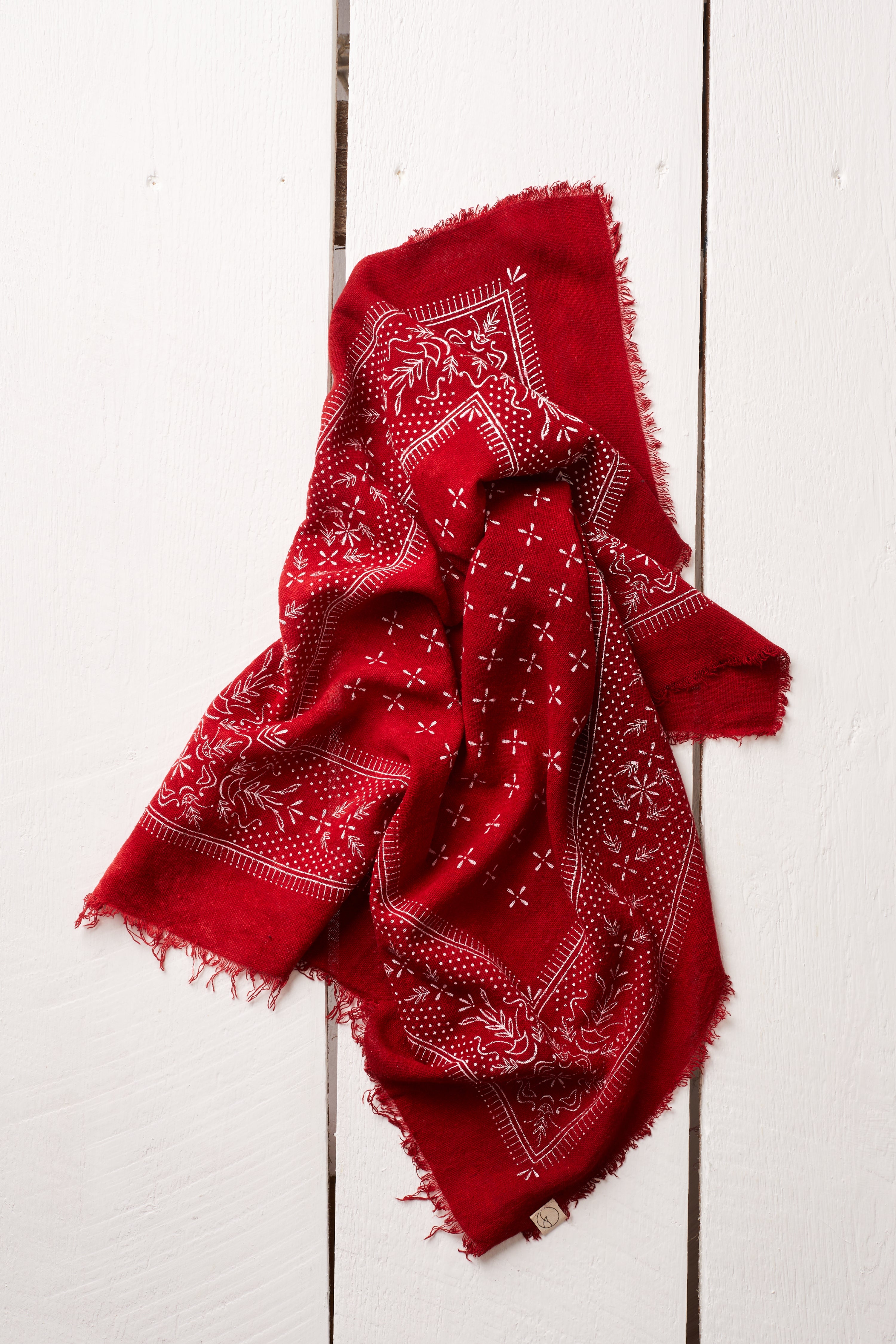 NATURALLY POPPY RED DYED BANDANA