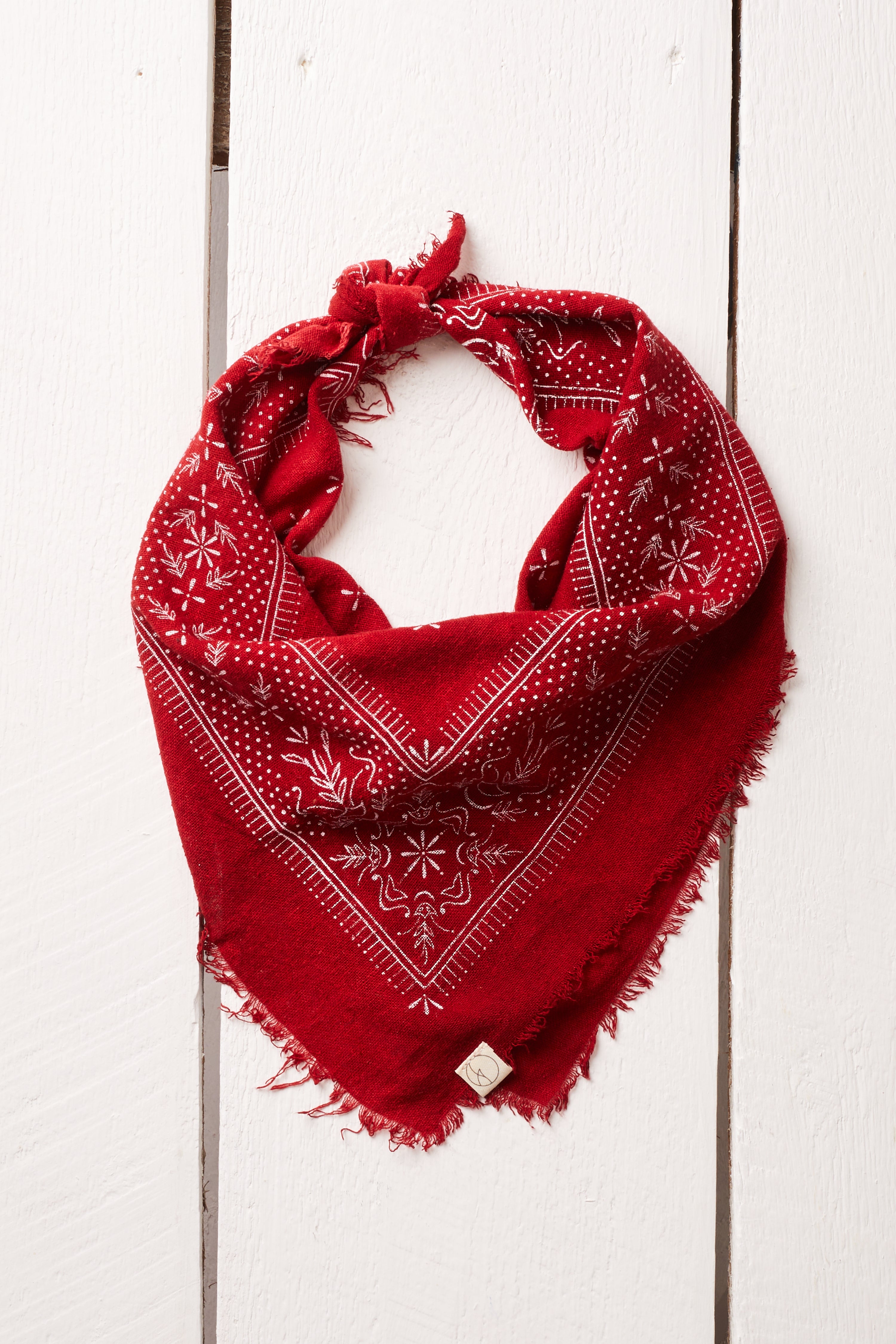NATURALLY POPPY RED DYED BANDANA
