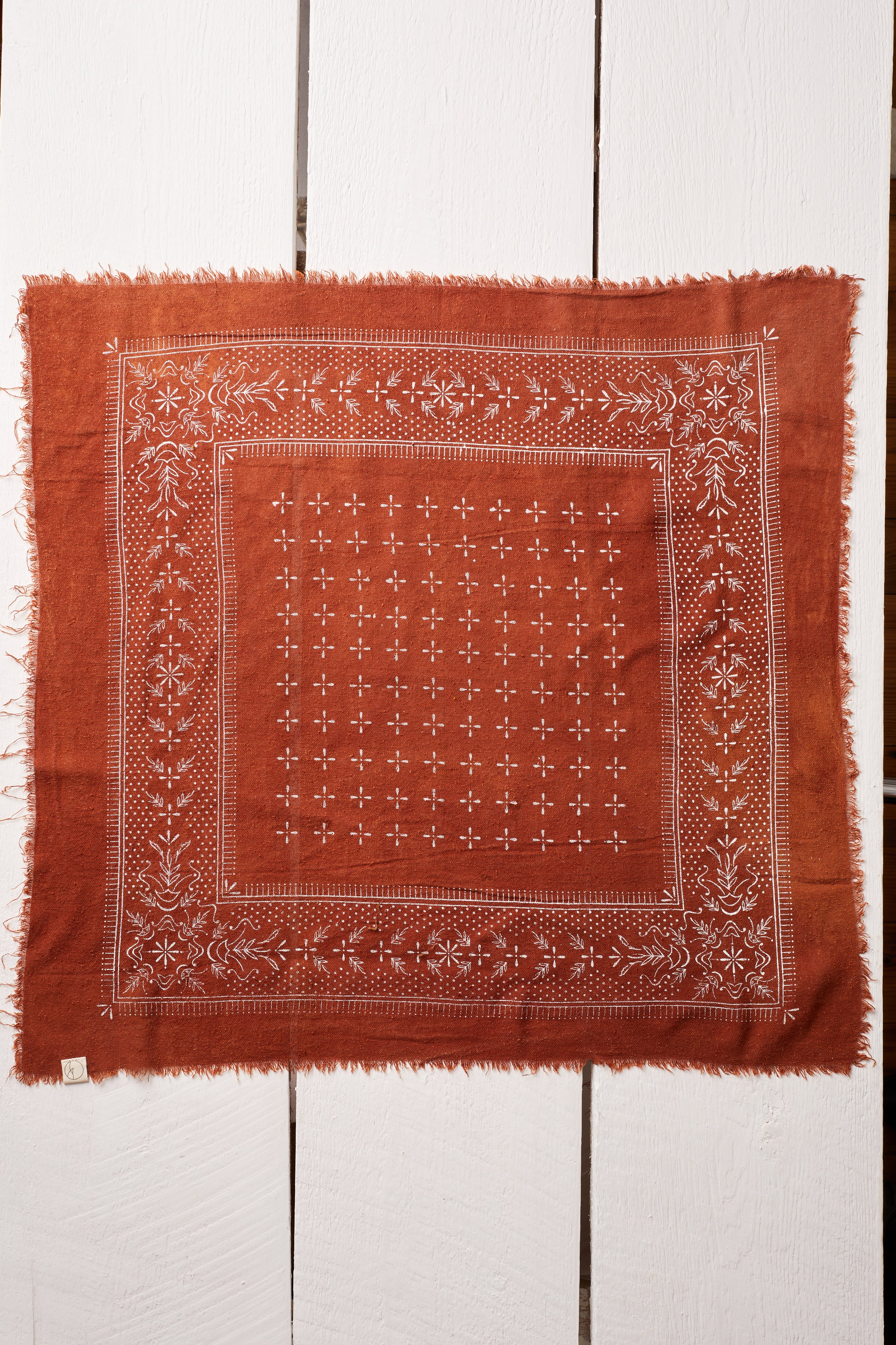 NATURALLY DYED TERRA COTTA BANDANA WHITE