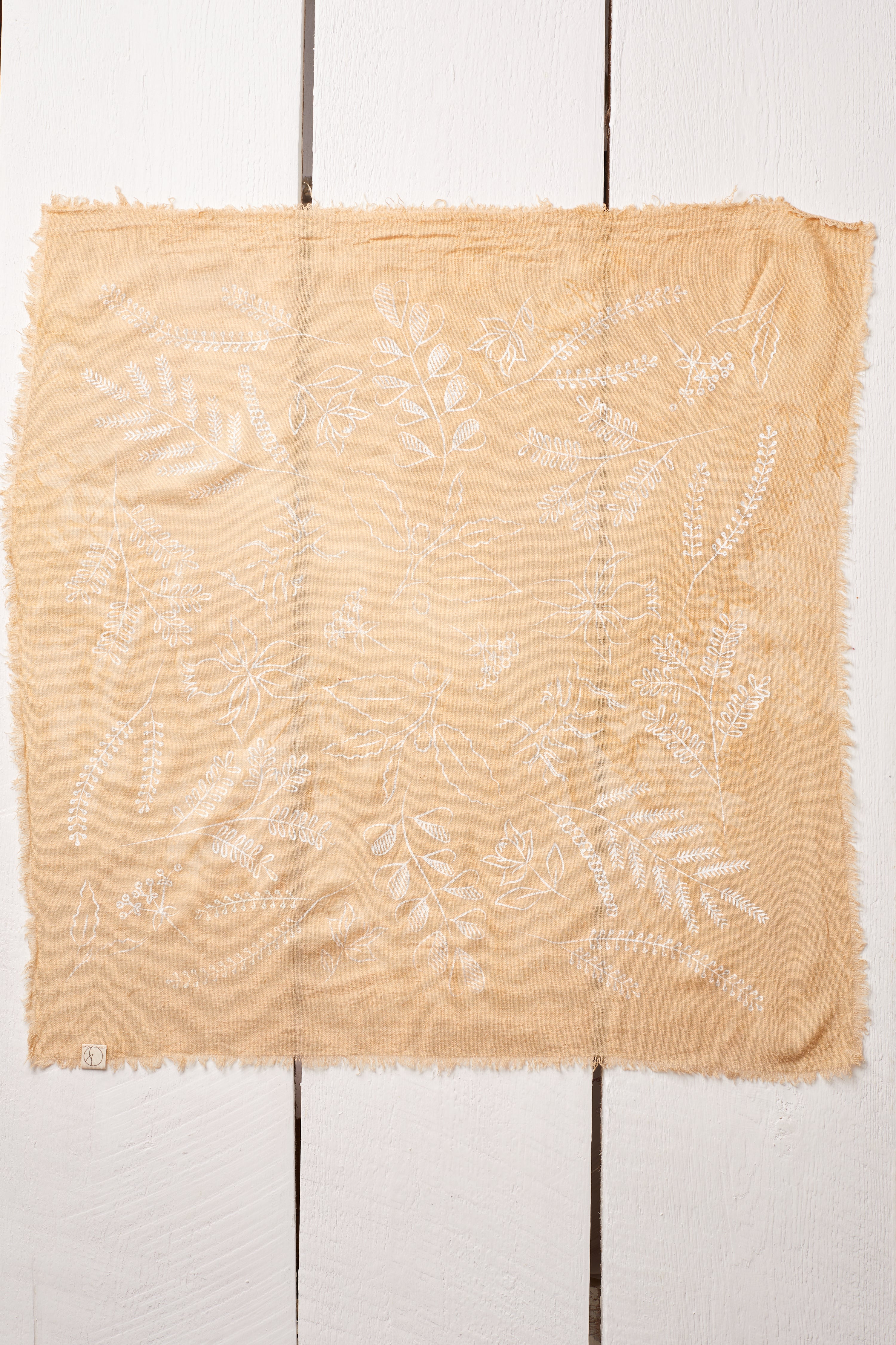 NATURALLY OATMEAL DYED BANDANA WHITE PRINT