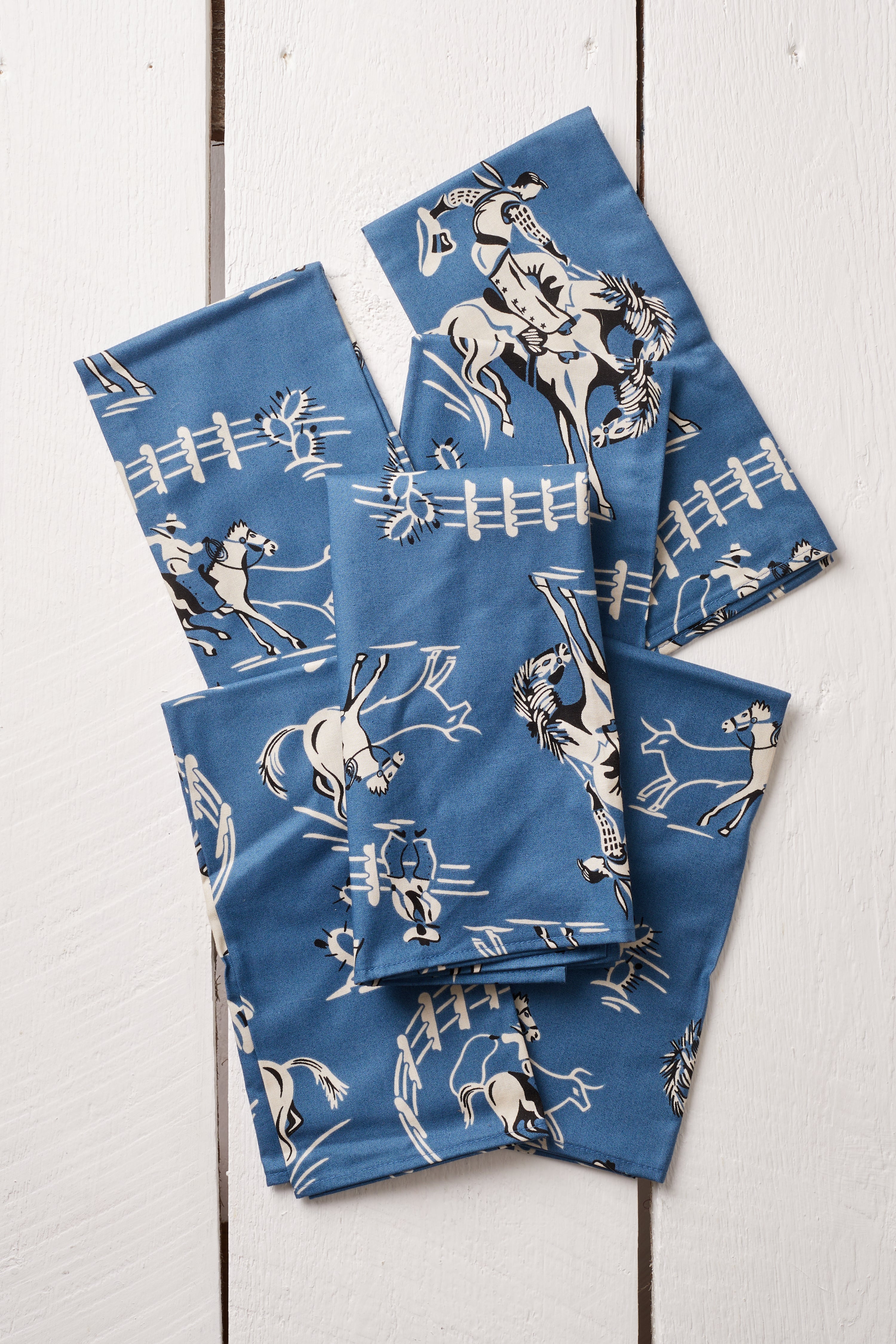 BLUE COWBOY COTTON NAPKINS SET OF 6