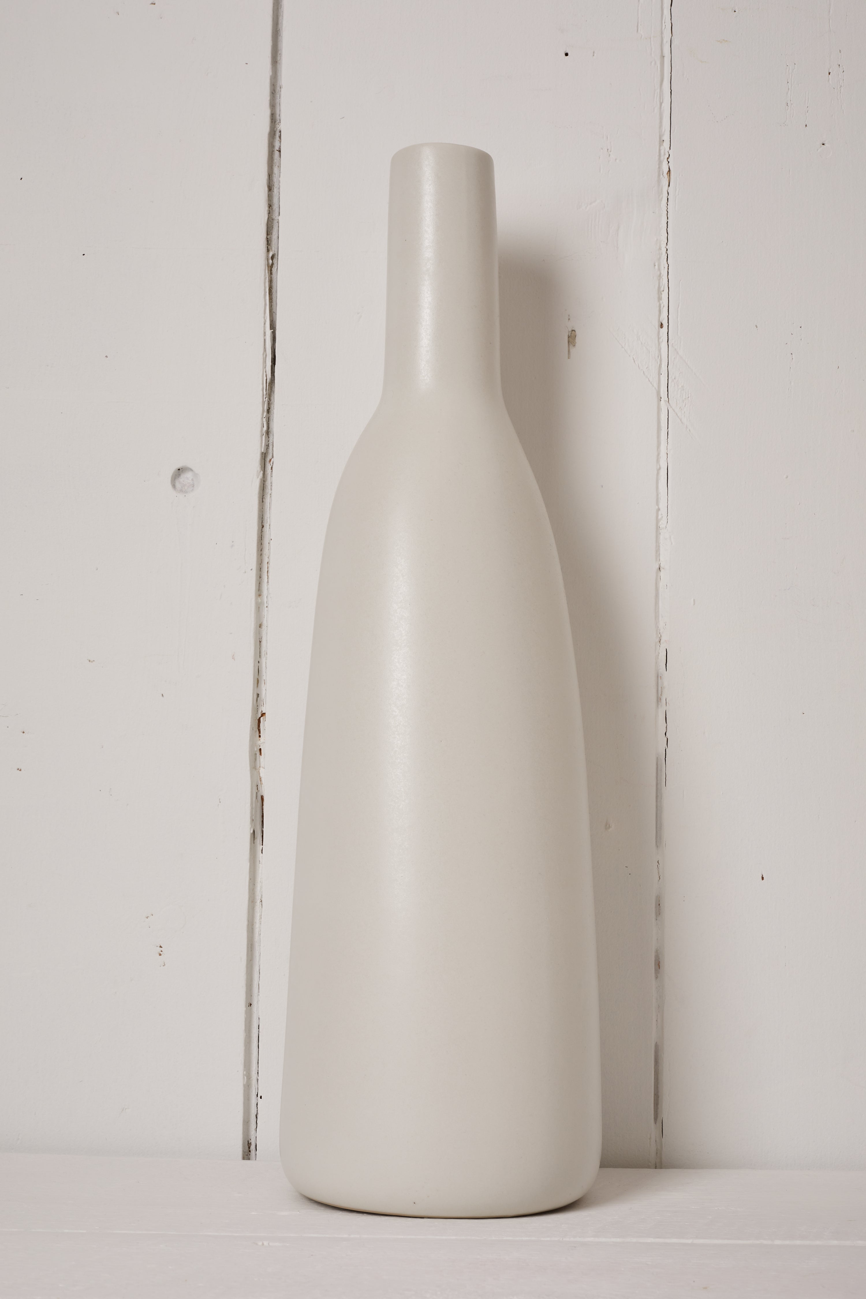 LARGE MATTE WHITE STONEWARE VASE